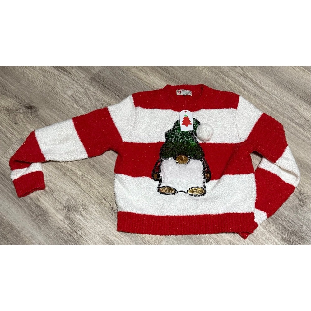 Fuzzy‎ comfy gnome Xmas Christmas sweater NWT size large ugly Xmas sweater